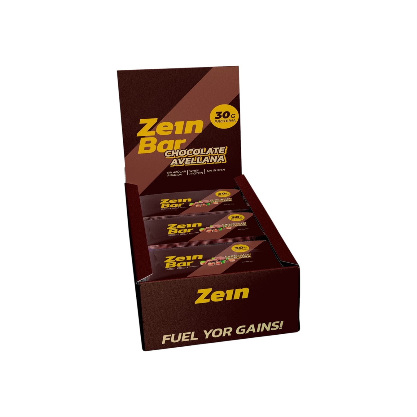 Zein - Box De 12 Barras De Proteina Bar Chocolate Avellana 100gr -