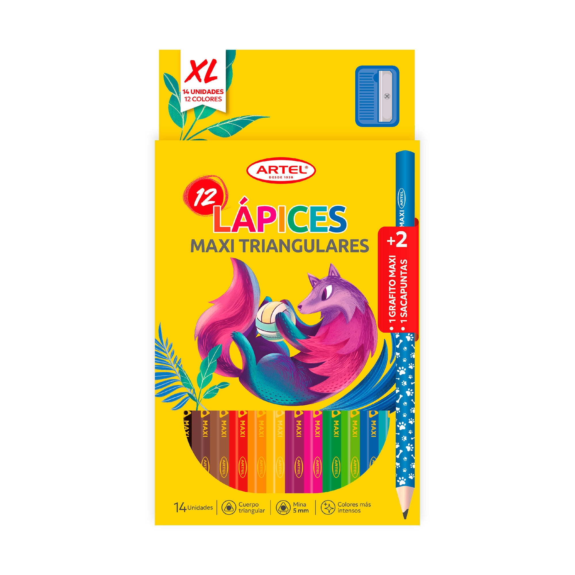 12 Lapices De Colores Maxi 5m Artel