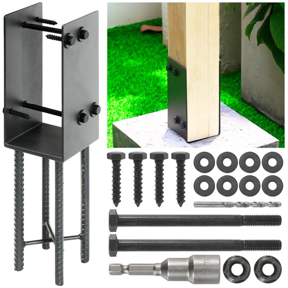 Soporte de Poste WOWACE 9x9 cm Acero en Forma de U Gris Oscuro