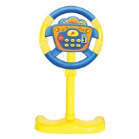 Magideal - Volante Juguete Con Sonido Juguetes Actividad De Dirección Asiento Trasero Giratorio Niños Rueda Eléctrica Juguete Para Regalos Vacaciones Niñ , Soporte Amarillo Azul