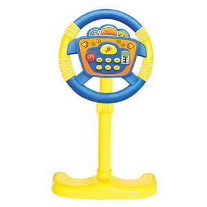 Magideal - Volante Juguete Con Sonido Juguetes Actividad De Dirección Asiento Trasero Giratorio Niños Rueda Eléctrica Juguete Para Regalos Vacaciones Niñ , Soporte Amarillo Azul