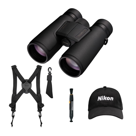 Binoculares Nikon Monarch M5 12x42 con gorra y paquete de accesorios