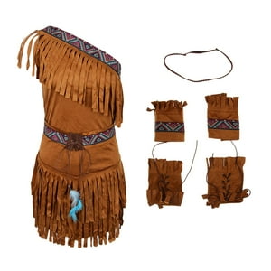 Genérico - Traje Indio Retro Étnico Con Borlas De Gamuza Para Mujer Americann Outfit M