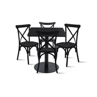 Klik Muebles - Mesa Restaurant 70X70 Tubo Metal Cubierta Mdf + 4 Sillas Crossback Danubio - Negra