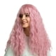 thumbnail image 1 of Pelucas Rizadas Onduladas Para Mujer De 22 Pulgadas, Peluca Resistente Al Calor Para Cosplay Con Flequillo Limpio Rosa, 1 of 5