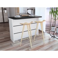 Tuhome - Isla De Cocina Fendi Wengue Y Blanco 90X120X60 Cm