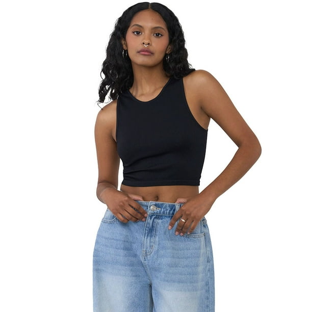 Polera Mujer Sin Mangas Cuello Halter Negro Corona