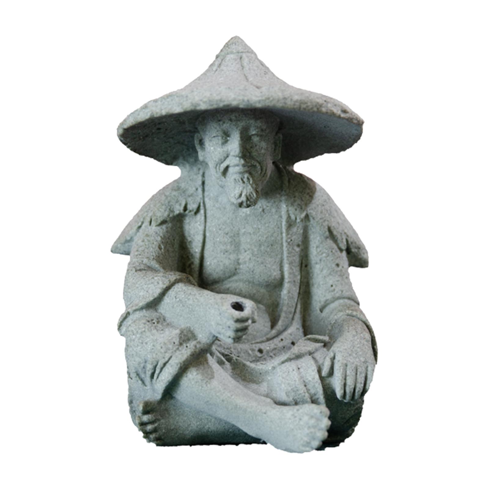 Magideal - Accesorios De Adorno De Escultura De Resina De Pescador Tradicional Para Pecera, Duraderos Para Sala De Yoga Con Detalles De Apariencia Texturizada, Moderado