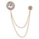 thumbnail image 1 of Uxcell Gem Chain Brooch Pins, Broches de Cadena Colgante, Alfiler de Traje con Borla, Insignia Redonda de Cristal, Alfileres de Solapa para Mujeres y Hombres, Tono dorado (Blanco), 1 of 7