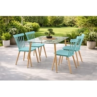 Vitelio - Comedor Mesa De Vidrio 120X80 + 4 Sillas Windsor Turquesa