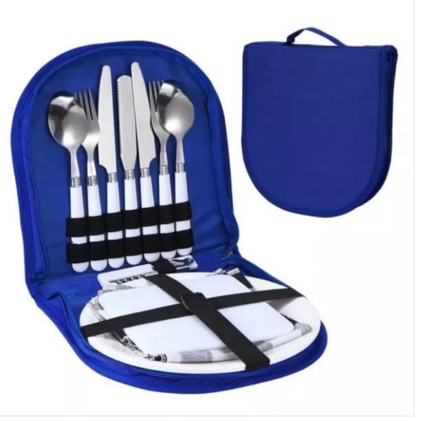 12pcs Picnic Knife And Fork Set, Portable Outdoor Picnic Tableware Set For Two Persons, With Food Grade Portable Picnic Bag