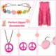 thumbnail image 2 of Set de disfraces FunMuLAR de los años 60 y 70 para mujer hippie (rosa, M), 2 of 6