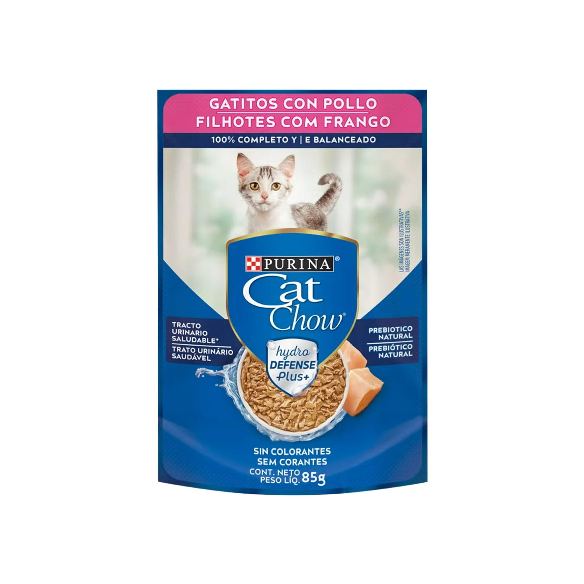 Sobres De Alimento Húmedo Cat Chow Gatito Pollo 15 Un.