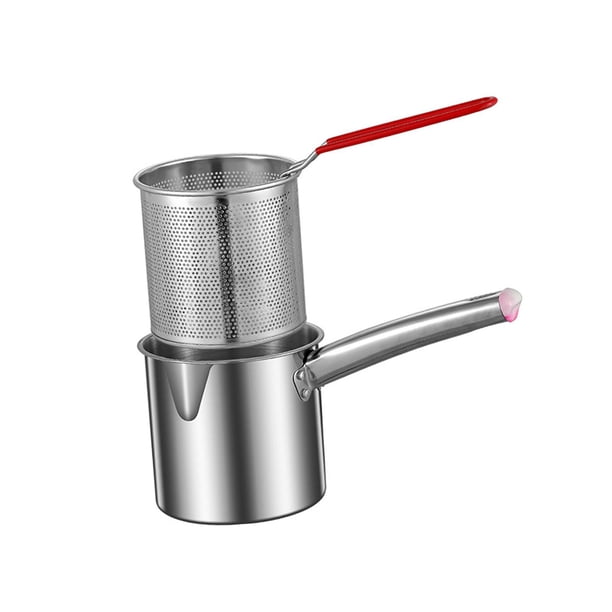 Sartén Freidora Freidora de grasa profunda Olla de cocina con cesta de colador Olla de cocina universal Olla de freidora pequeña para comedor Picnic , PEQUEÑA Pequeño