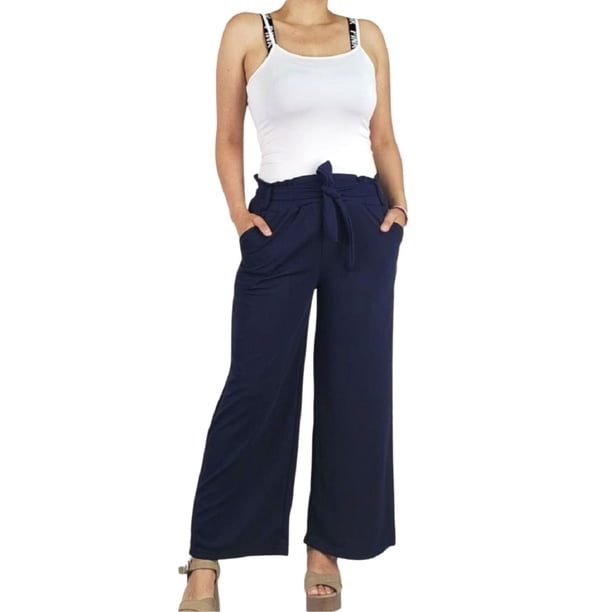 Pantalon Palazzo Verano Mujer Cintura Elasticada Bolsillos 709