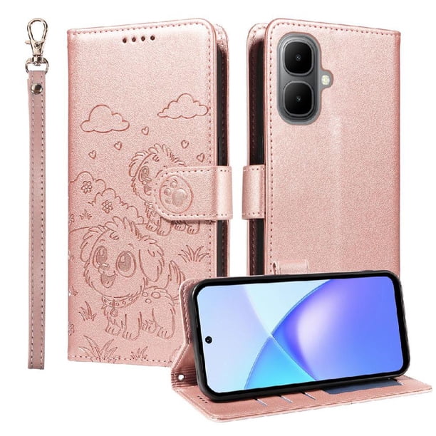 Funda Billetera FOXDOCK Compatible con Tecno Spark Go 2, Diseño Perrito Tierno, Ranuras para Tarjetas y Soporte Plegable