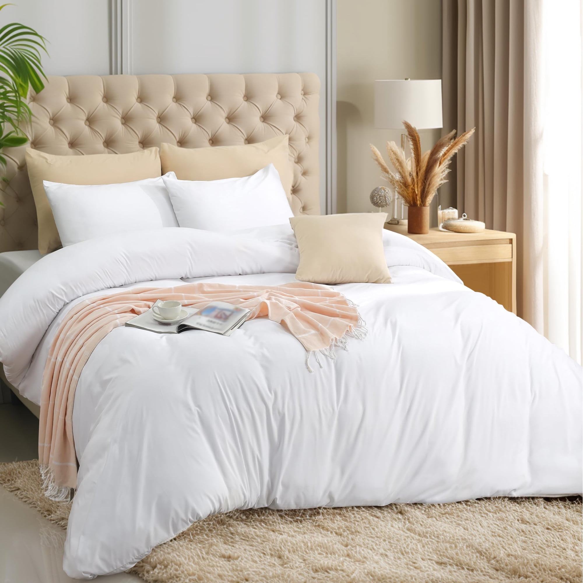 Juego De Fundas De Edredón Utopia Bedding, 3 Piezas, Tamaño Queen, Color Blanco