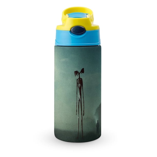 Siren Head Botella de Agua con Tapa Pop Top de Un Toque, Acero Inoxidable, a Prueba de Fugas, para Deportes, Botella Infantil azul 12 oz