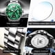 thumbnail image 4 of Reloj OLEVS de lujo de acero inoxidable verde impermeable para hombre, 4 of 9