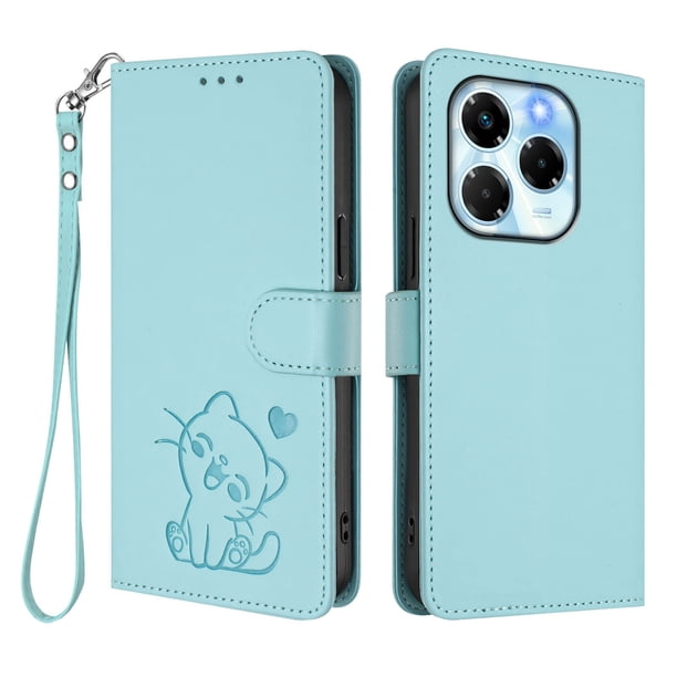 Funda de Gato tipo Libro para Infinix Note 40X 5G, Verde Claro