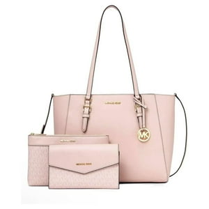 Cartera Michael Kors Women'S Leather Mk Patten Crossbody Tote Handbag, Powder Blush, 3-Piece