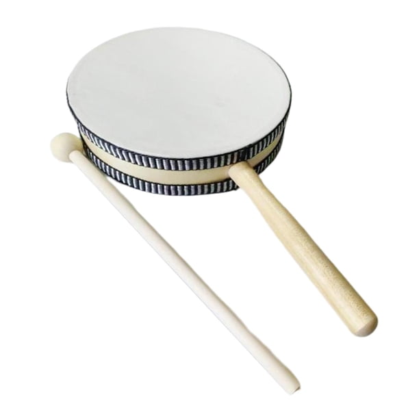 Tambor para niños Tambor de mano Instrumentos musicales Pandereta Educativa con baqueta Juguete de percusión para suministros de fiesta Regalos de cum color madera