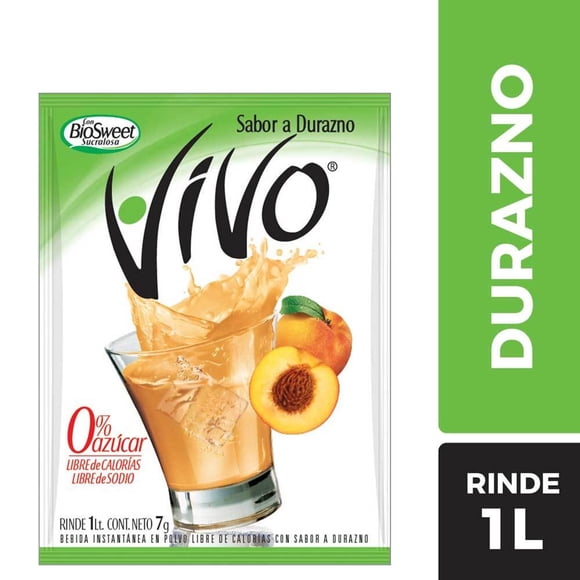Refresco Libre de Azúcar Sabor Durazno Sobre, 8 g