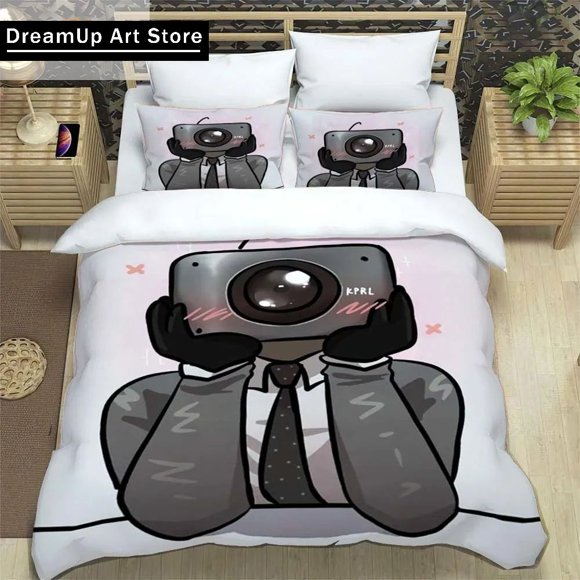 Funny Skibidi Toilet Kprl SpeakerBedding Set Boys Girls Duvet Cover Pillowcase Bed Adult Bedroom