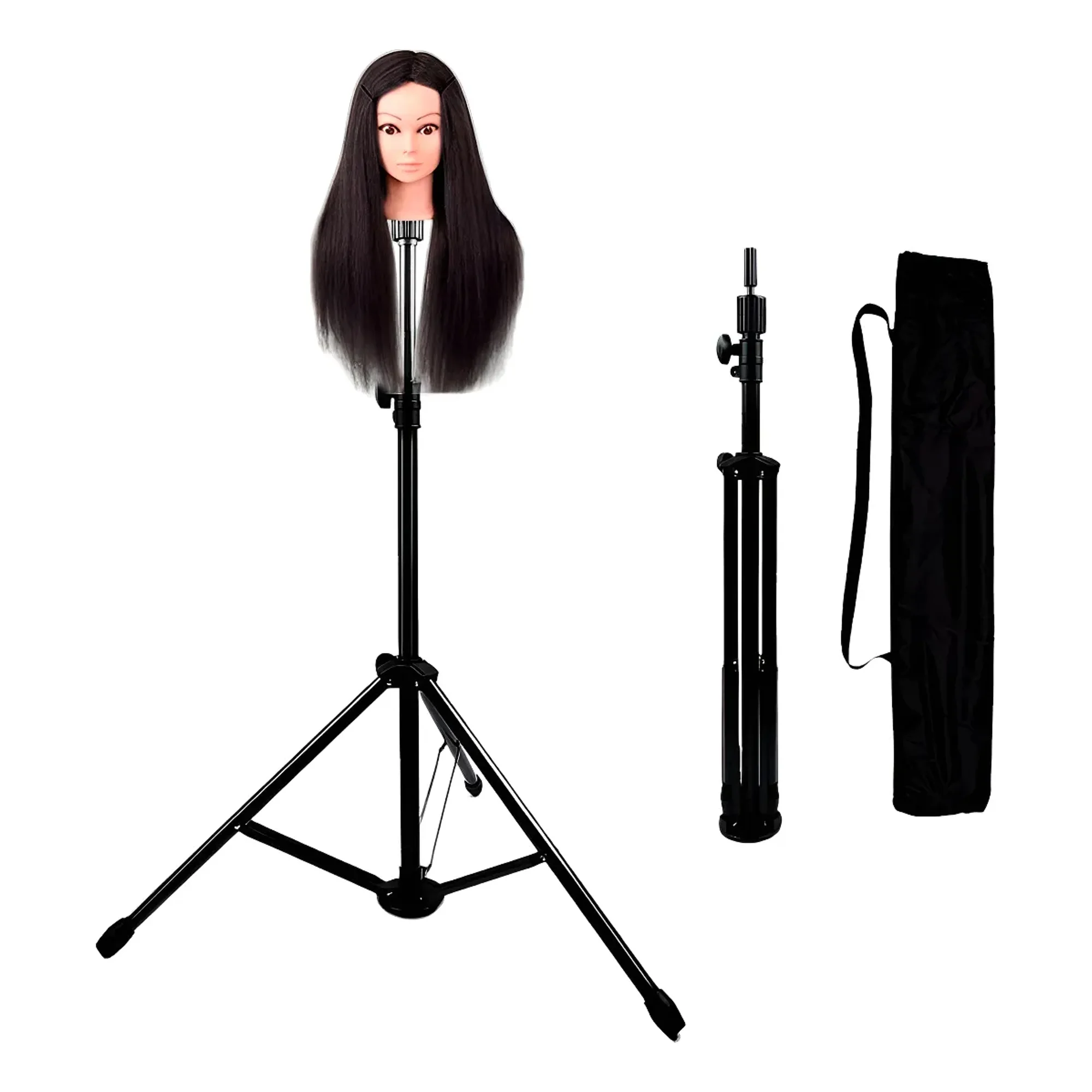 Linastore - Atril Pedestal Para Cabeza Tecnica + Cabeza Sintetica Cafe Oscuro