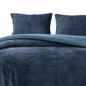 Dib - Cobertor Reversible Sherpa 2 Plazas Cotelón Azul