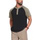 thumbnail image 4 of INSPIRE CHIC Camisa Henley de Manga Corta con Bloque de Color Retro para Hombre S Negro, 4 of 5