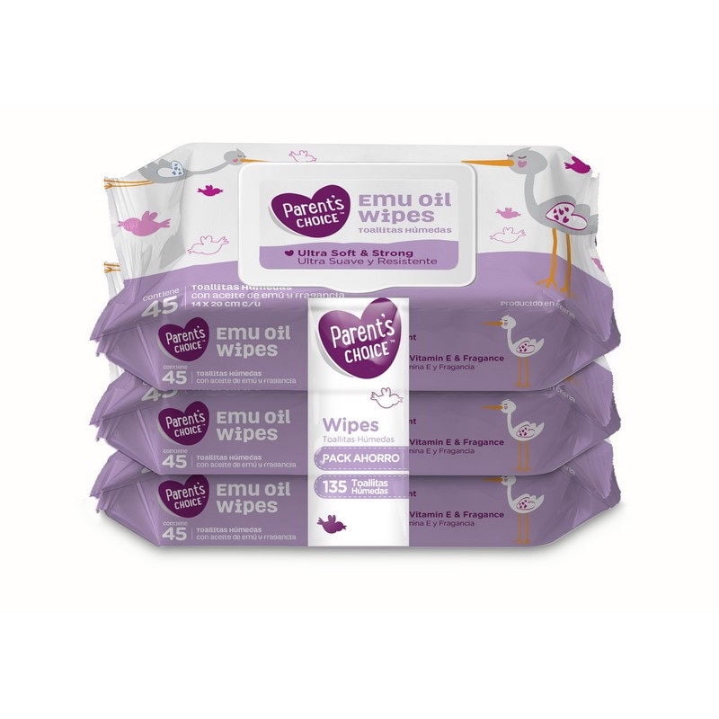 Toallitas Húmedas Ultra Soft Con Aceite De Emú, Baby Wipes 135 Un Parent's Choice