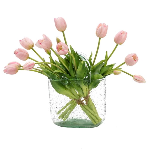 Ramo de tulipanes artificiales DUYONE Real Touch de látex, 15 unidades