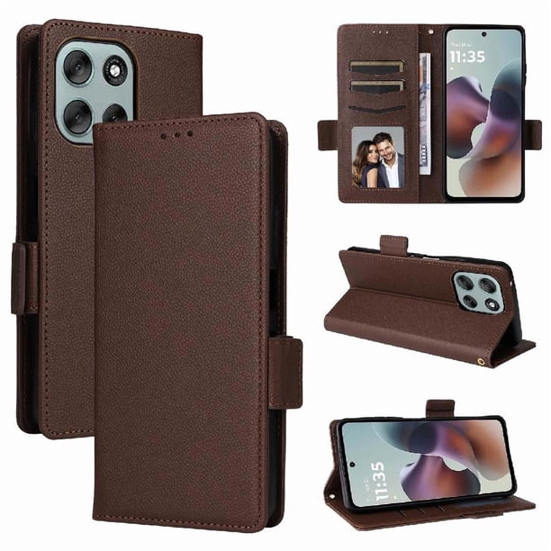 Funda Cartera para Motorola MOTO G56 5G Tapa Flip con Ranuras y Soporte Marrón