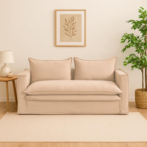 Focus - Sofá Alerce Lino Beige Con Funda Desmonstable