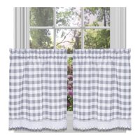 Juego De Cortinas Para Ventana Achim Buffalo Check Tier, Gris Y Blanco
