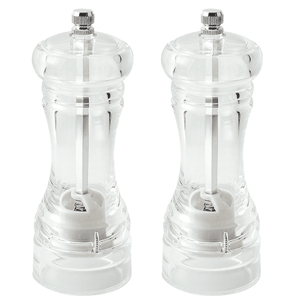Molinillo de sal y pimienta de acrílico transparente, recargable, para cocina