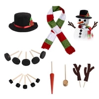 Xusx111 - 16Pcs Muñeco De Nieve Decoración Kit Muñeco De Nieve Sombrero Bufanda Ojos Nariz Boca Haciendo Accesorios De Construcción Para Invierno Fiesta Navidad Fiesta Al Aire Libre Juguetes Decoració
