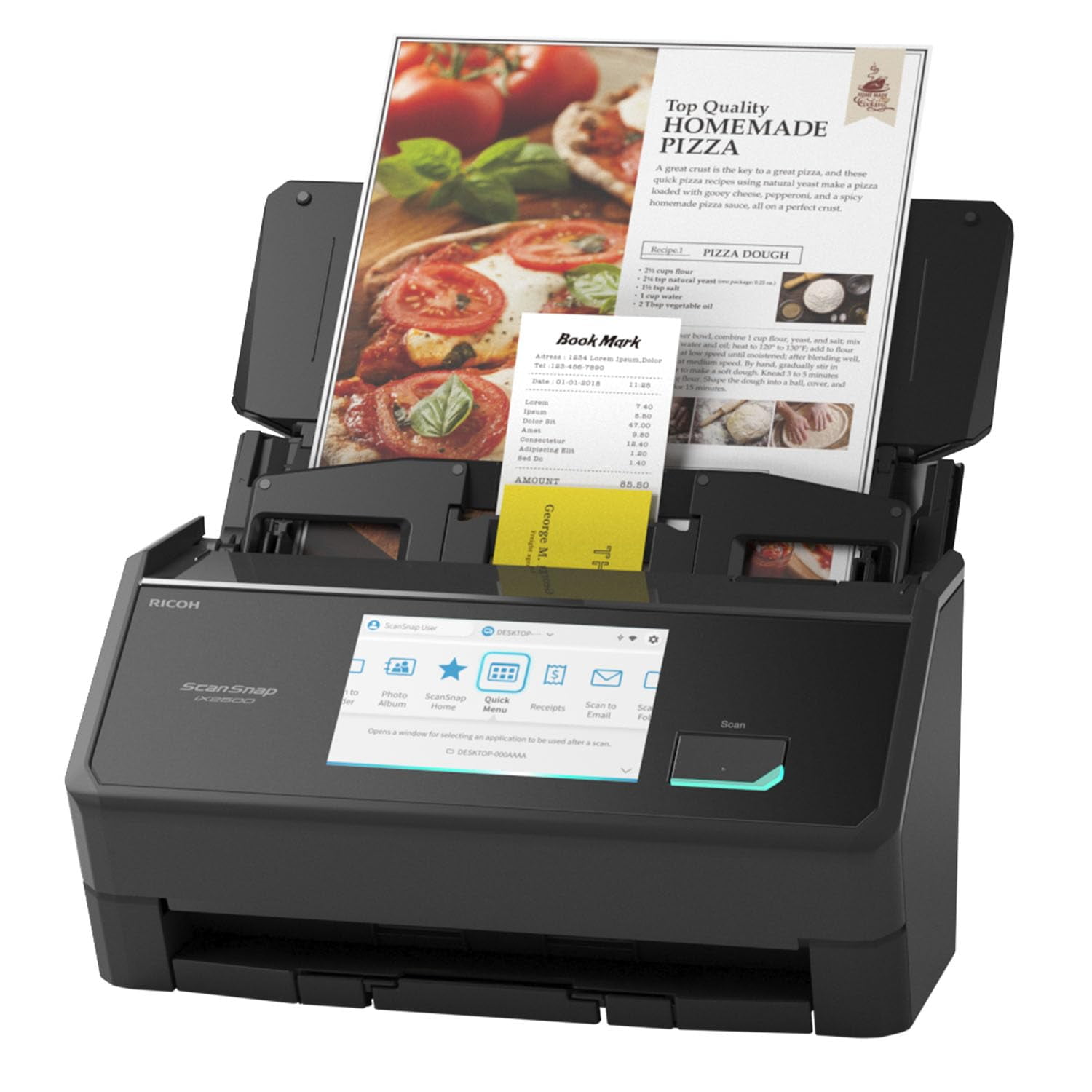 Escáner Scansnap Ix2500 Inalámbrico Usb Pantalla Táctil De 5" Alimentador Automático De 100 Hojas