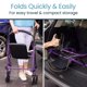 thumbnail image 4 of Andador rollator Vive Mobility de acero, plegable, angosto, morado, 4 of 9
