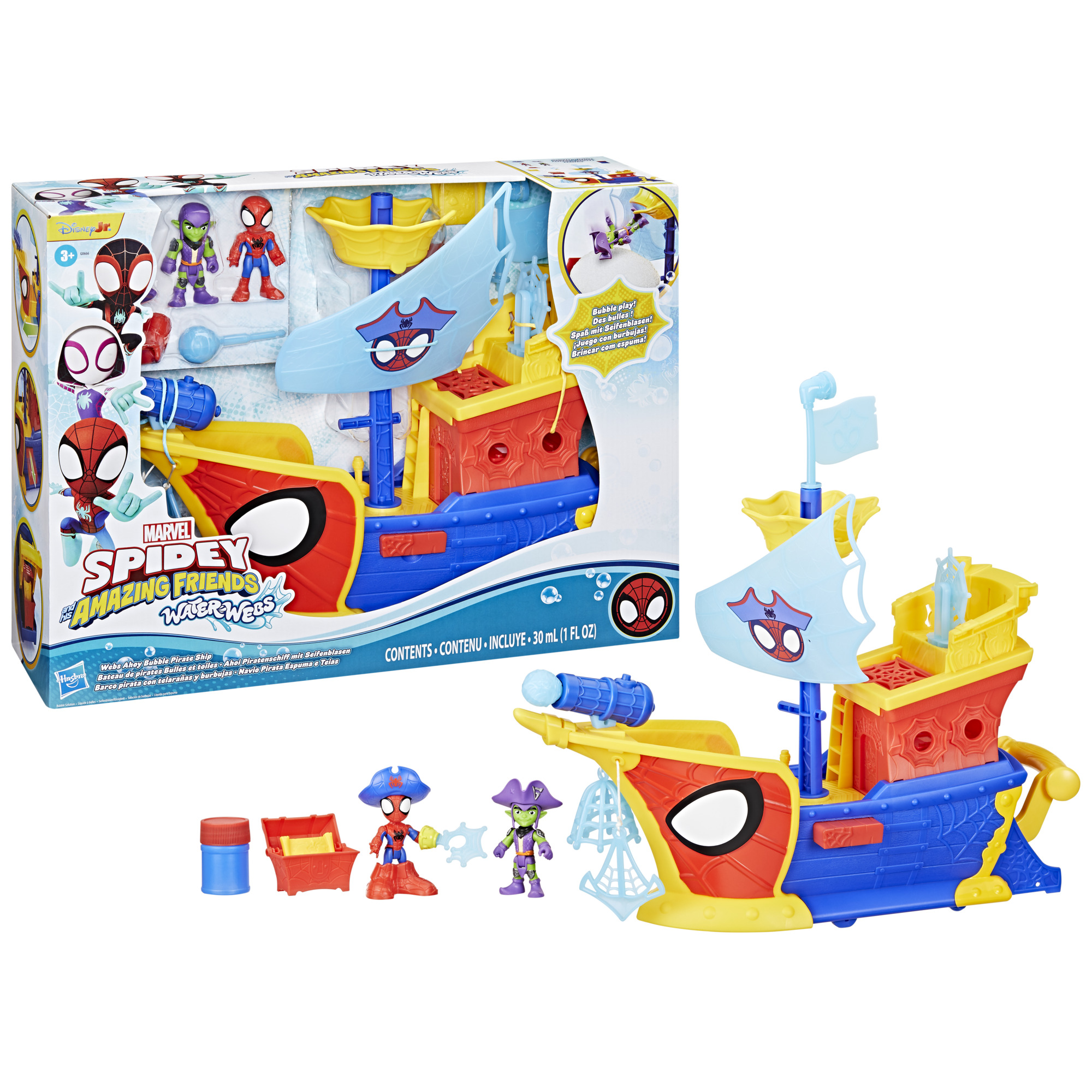 Set De Juego Hasbro Marvel Spidey And His Amazing Friends Barco Pirata Con Telarañas Y Burbujas