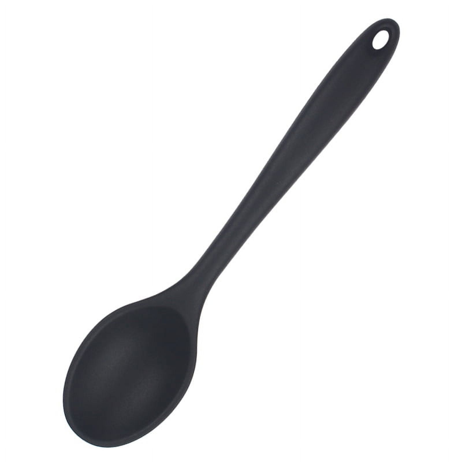 Xmhytop Cucharas De Silicona , Cucharas De Silicona Negro De Para Comer, Cuchara De 20.4x4.3cm Para Cocina, Comedor, Cocina Y Hornear