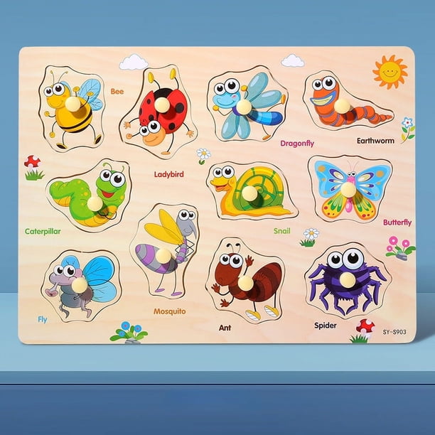 Children's Mushroom Nails Hand Grab Board Early Education Puzzle Wooden Puzzle Toys Fruit And Vegetable Cognitive Plane Puzzle Puzzle