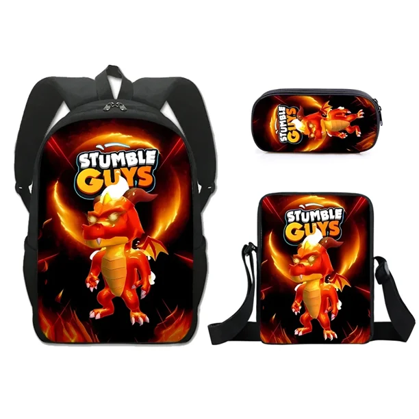 Anime kawaii Cartoon Stumble Guys Crash Party School Bag Kids Backpack Pencil Bag Kawaii Cartoon School Bag Mochila