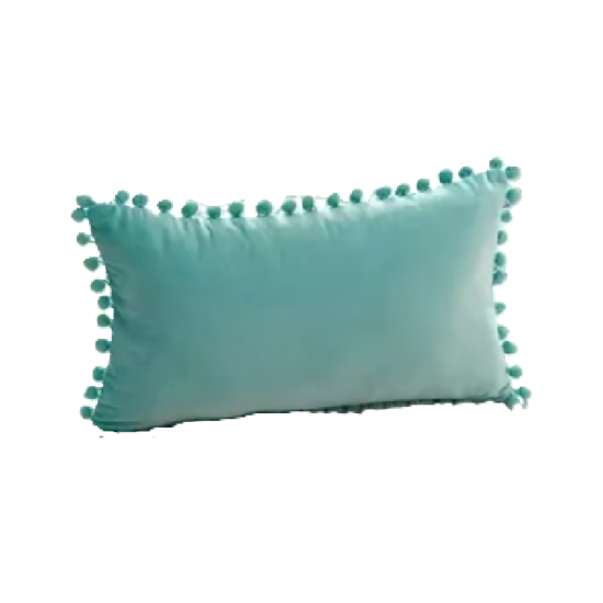 Genérico - Pack De 2 Fundas De Cojín Terciopelo Con Pompones 30X50 Cm Menta