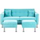 thumbnail image 1 of Sofa New Retro 3 Cuerpos Más 2 Pouf Felpa 12 Turquesa, 1 of 5