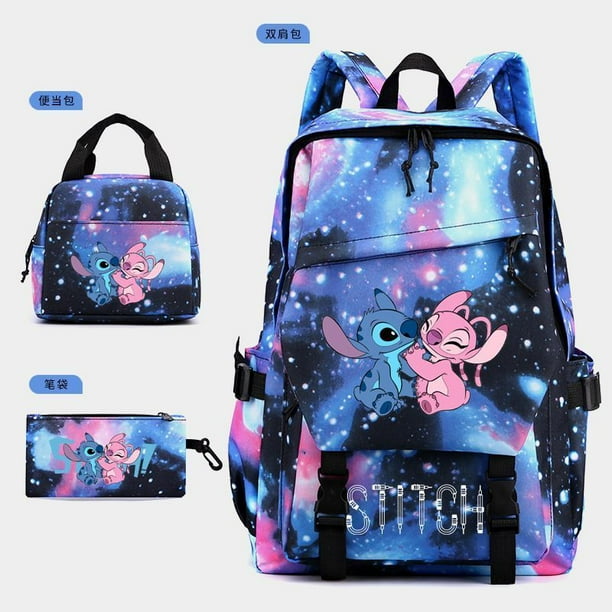 Lilo Stitch Backpack 3pcs Pink Lovely Cartoon Simple Lightweight School Bags With Lunch Bags+Pencil case Junior Mochilas