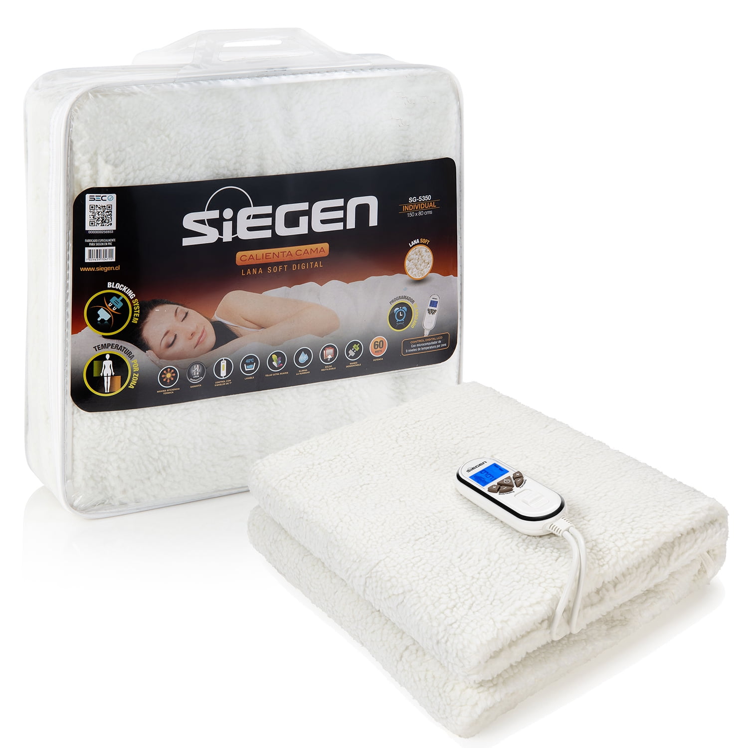 Siegen - Calienta Cama Sg-5350 1 Plaza Blanco