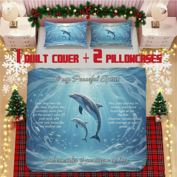 "to My Serene Soul" Illustration Soft Printed Bedding Set Polyester Fabric Decorative & Warm
