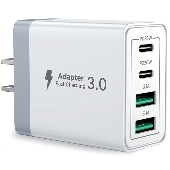 Cargador USB C Aioneus Cargador rápido de 4 puertos y 40 W, color blanco